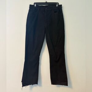 MOTHER Black Insider Crop Step Fray Jeans 31